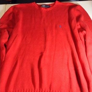 Polo by Ralph Lauren XL Red sweater with navy pony logo VTG